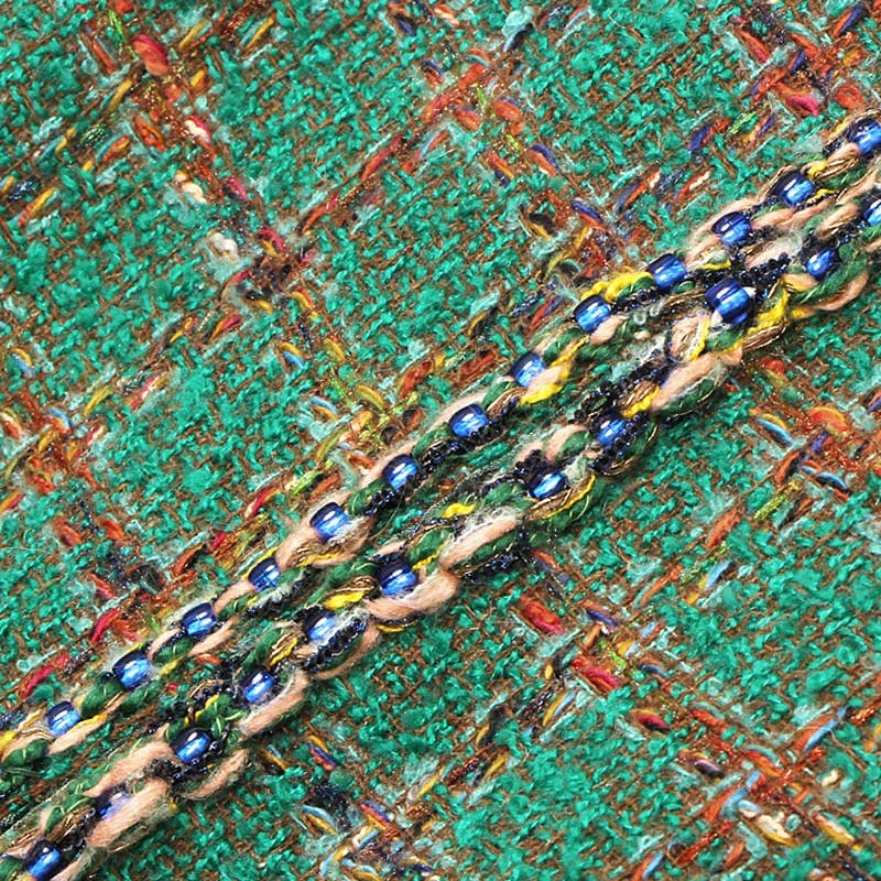 Vert Veste en tweed de laine d'automne 69Y 2025 avec tissage à carreaux exquis en vente sur Faire4