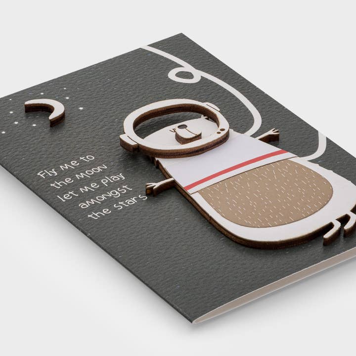 PESKOVOI - Vente Carte de vœux classique - Carte Astronaute en Bois 3D – Carte de Vœux Spatiale Romantique PESKOVOI