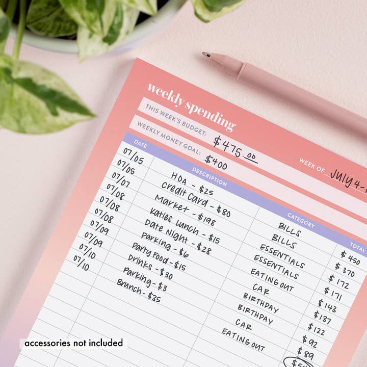 Erin Condren Design - Wholesale Notepad - Budget Tracker Notepad - 50 sheets