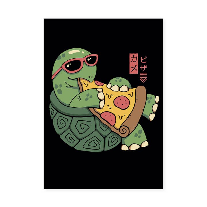 Pizza Turtle by Vincent Trinidad Postcard for wholesale by East End Prints - Greetings Cards & Postcards