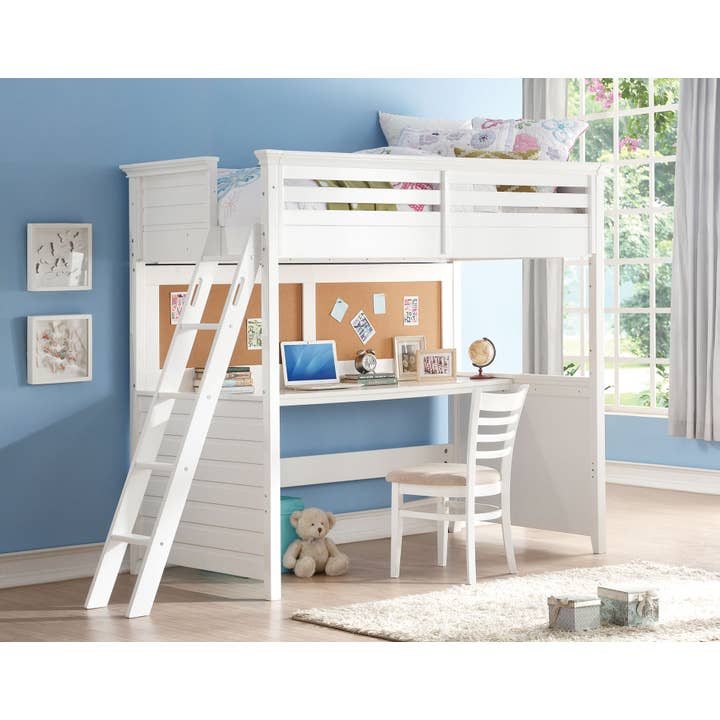 Hochbett mit Schreibtisch, Weißpappel, 188 x 114 x 211 cm für den Großhandel von Greenwestons
