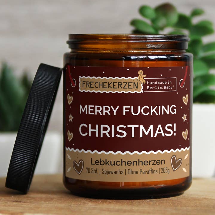 Funny Scented Candle | merry fucking christmas! | Gift Soy for wholesale by mysoy® Duftkerzen-Manufaktur