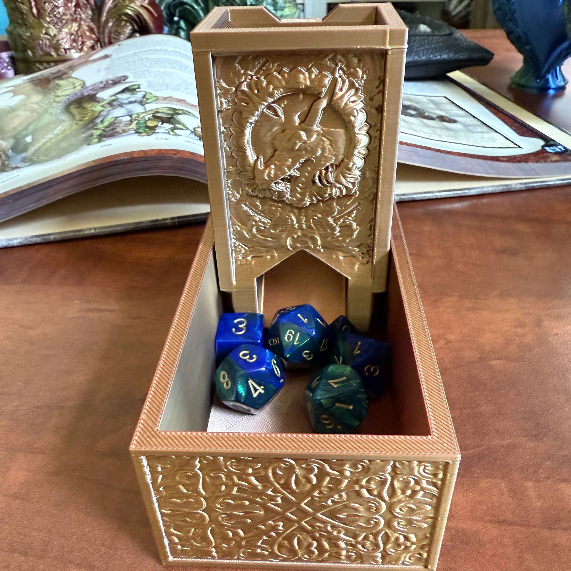American Carver LLC - Wholesale Dice - Folding Dragon Dice Tower & Storage | TTRPG, D&D, TCG, CoC1