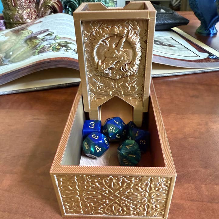 American Carver LLC - Wholesale Dice - Folding Dragon Dice Tower & Storage | TTRPG, D&D, TCG, CoC1