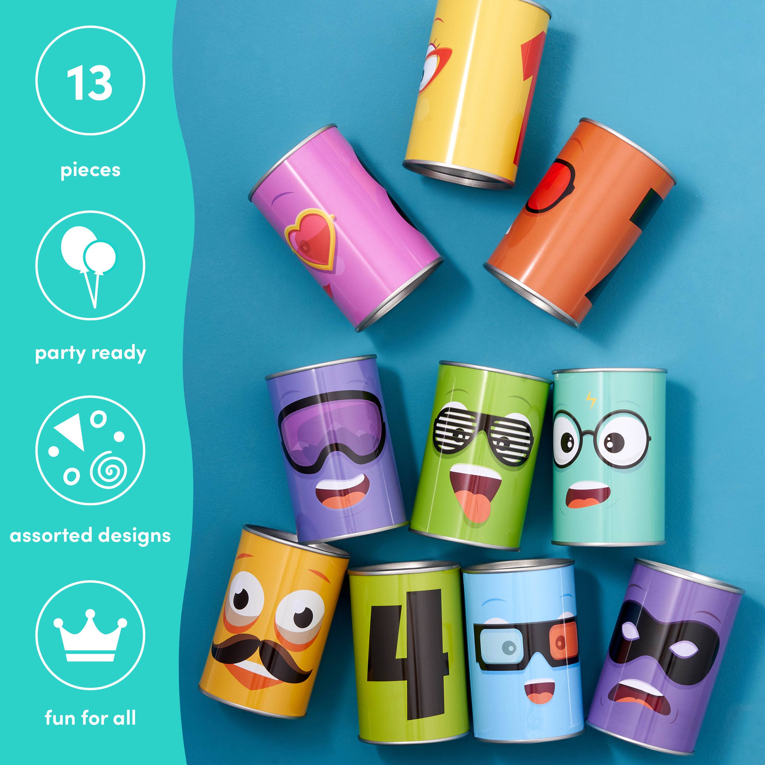 The Twiddlers - Vente Jeu d'empilement - Jeu de lancer de fête Tin Can Alley - 10 boîtes en métal et 3 poufs2