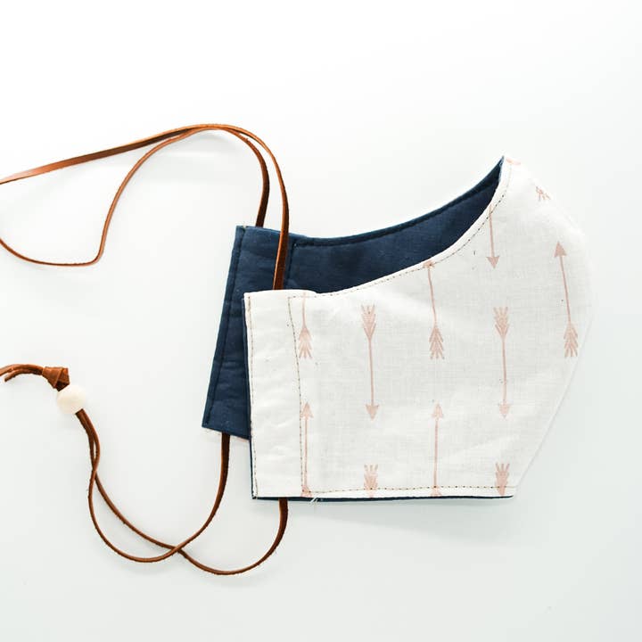 Ansiktsmask, Fodrad, Vändbar, Justerbar, Marinblå, Vita Pil för wholesale av Made by Deborah