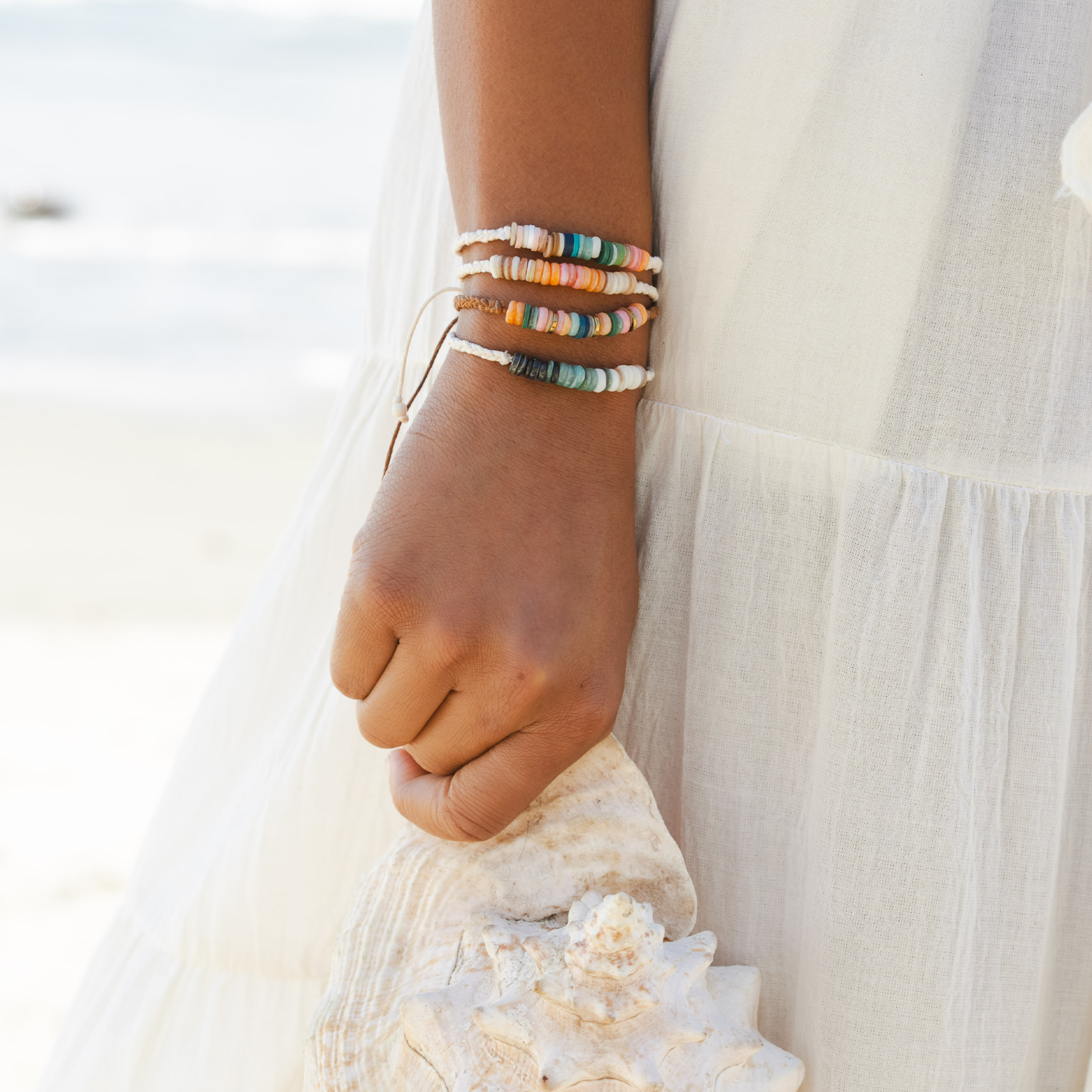 Lotus and Luna - Wholesale Jewelry Set - Braided Puka Shell Bracelets (10 Pack Assortment)2