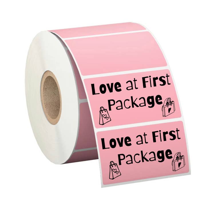 Love At First Package Valentines Packaging Stickers 500pack for wholesale by Unknown Designs