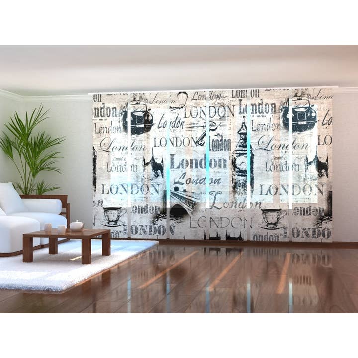 Lot de 6 rideaux à panneaux Old London Collage pour la vente par IlyDecor