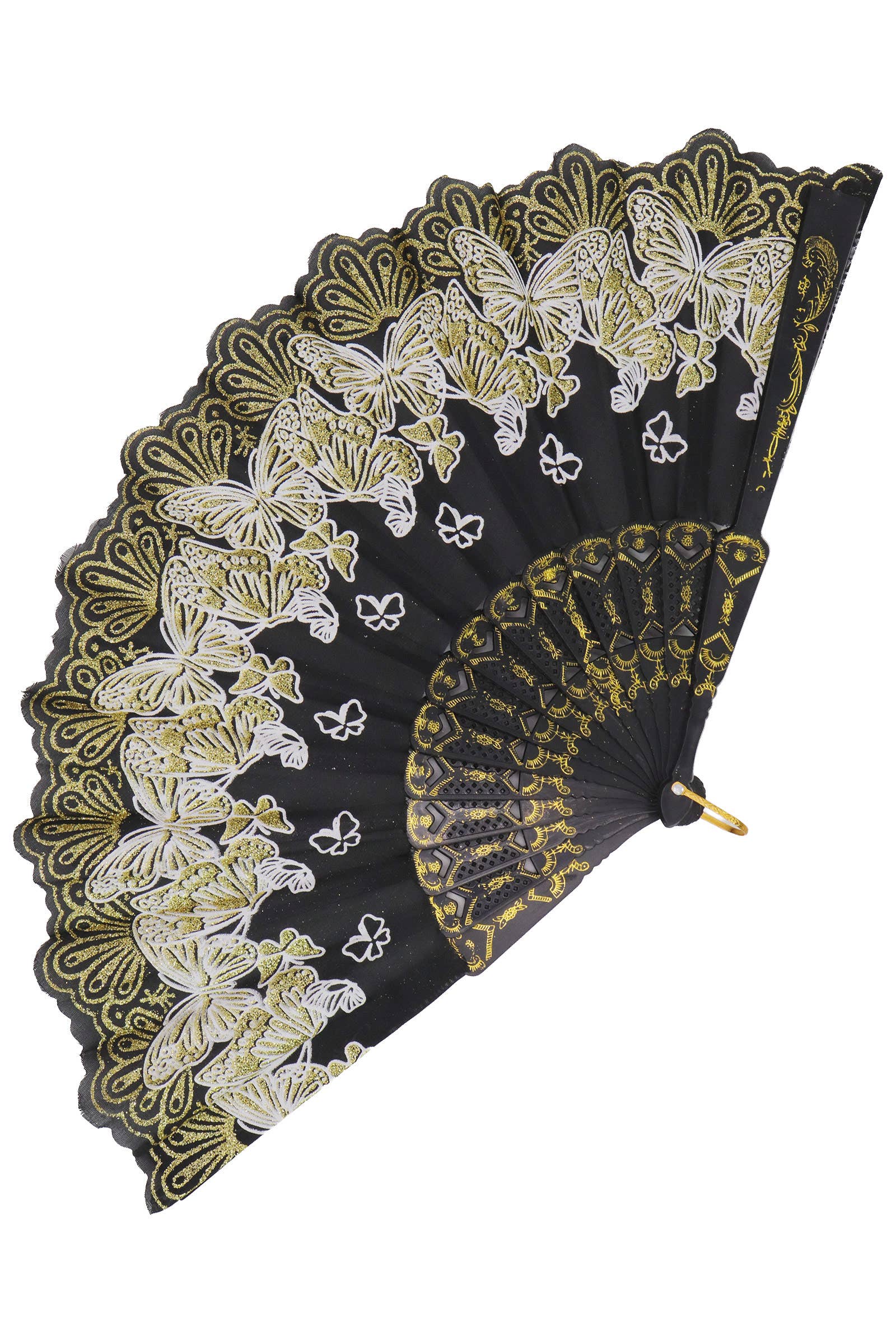 ASSORTED Butterfly Floral Glitter Handheld Folding Fan for wholesale on Faire4