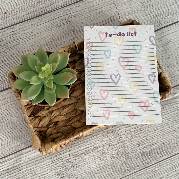 Graffiti Hearts To-Do List Notepad for wholesale by P.S. 143 Paper Co