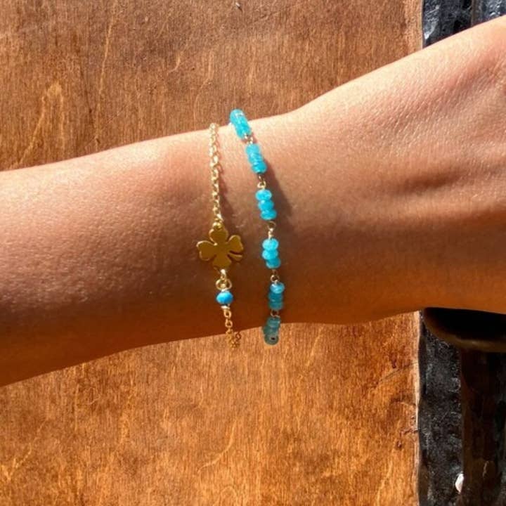 Christina Christi - Wholesale Charm/Dangle Bracelet - Gold Lucky Bracelet, Four Leaf Clover Bracelet, Rosary Brace