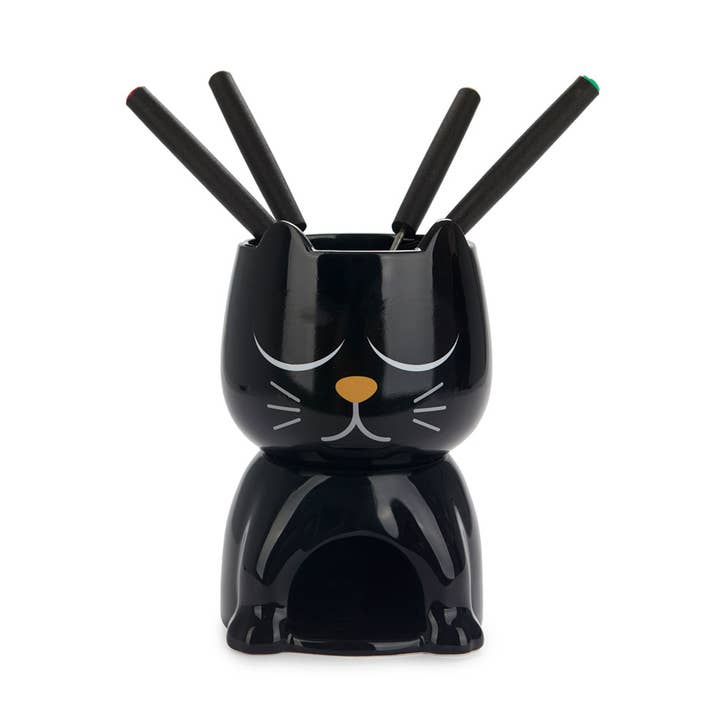 Fondue Wake Cat 350 ml schwarz Keramik für den Großhandel von Balvi