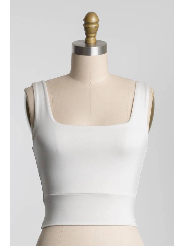 Final Touch - Wholesale Knit Top - Women's - Square Neck Fitted Crop Top - T1685925