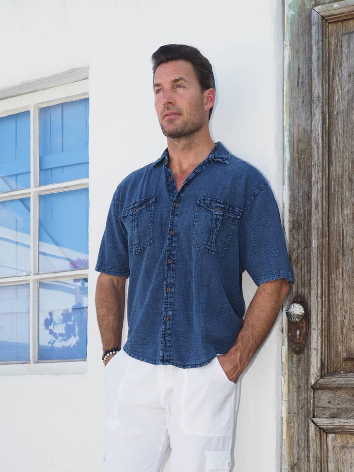 Halo Midnight Blue Shirt for wholesale by Cotton Natural