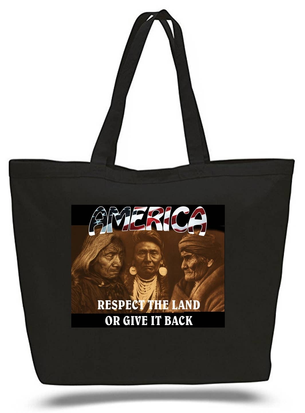 BMS BIZ - Wholesale Tote Bag - Unisex - Americans Respect The Land Large Tote Grocery & Stuff Bag0