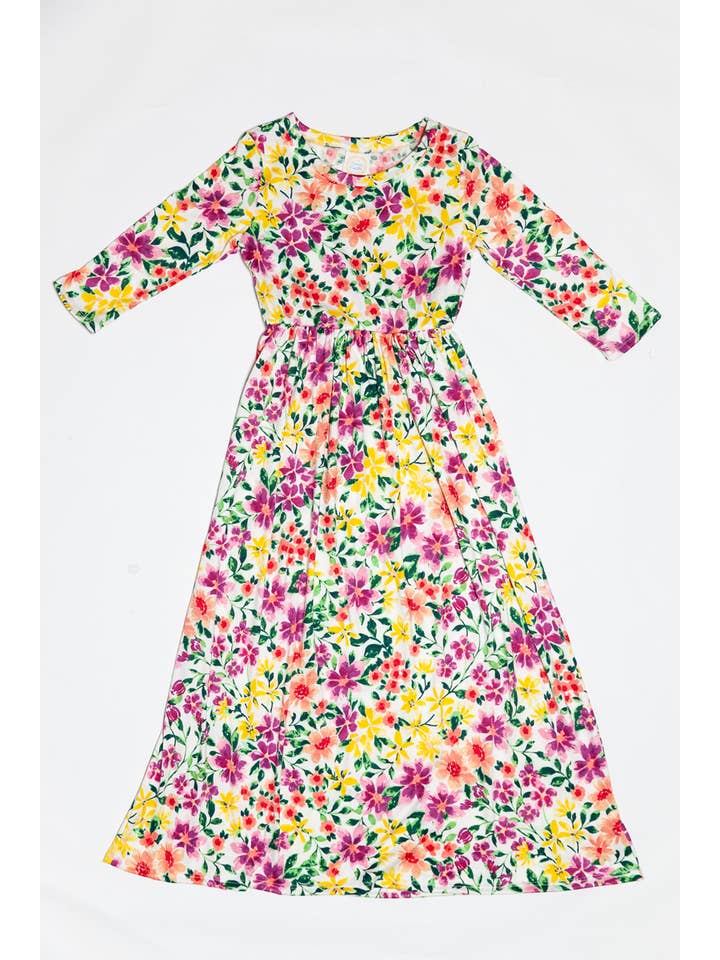 Allium - Wholesale Dress - Kids - Girls Fit and Flare Floral Maxi Dress15