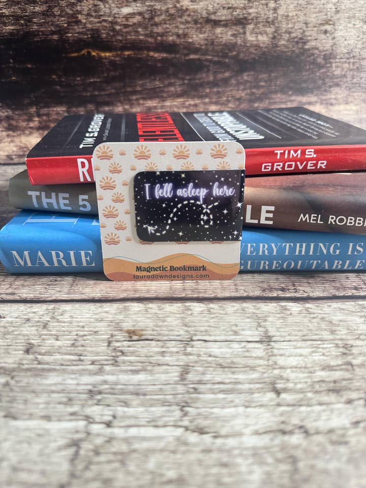 Funny Magnetic Bookmark: I Fell Asleep Here - Book Lover Gift for wholesale by Laura Dawn Designs