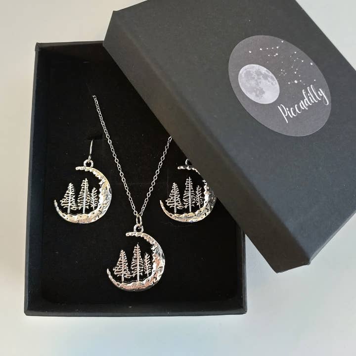 Conjunto de collar Tree Moon, conjunto de joyas en caja, joyas naturales para venta al por mayor de Piccadilly Pendants
