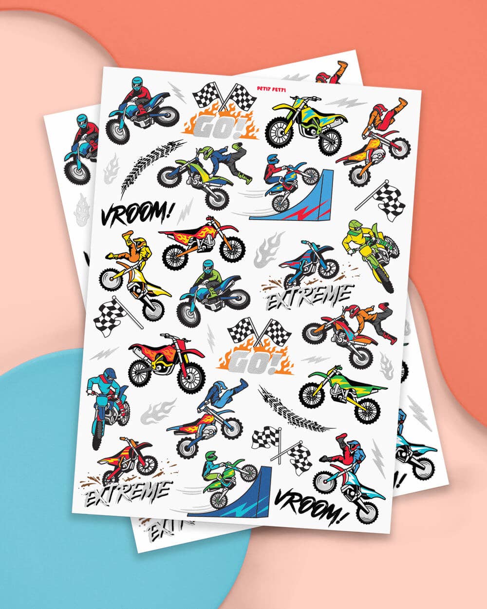 Petit Fetti - Wholesale Temporary Tattoo - Kids - Motocross Tats - 48 foil temporary tattoos3