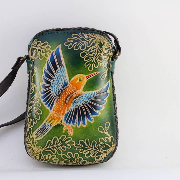 Sunflower Handmade leather inc – wholesale Axelväska - Dam – läder Hummingbird Pouch handväska handväska acrossbody4