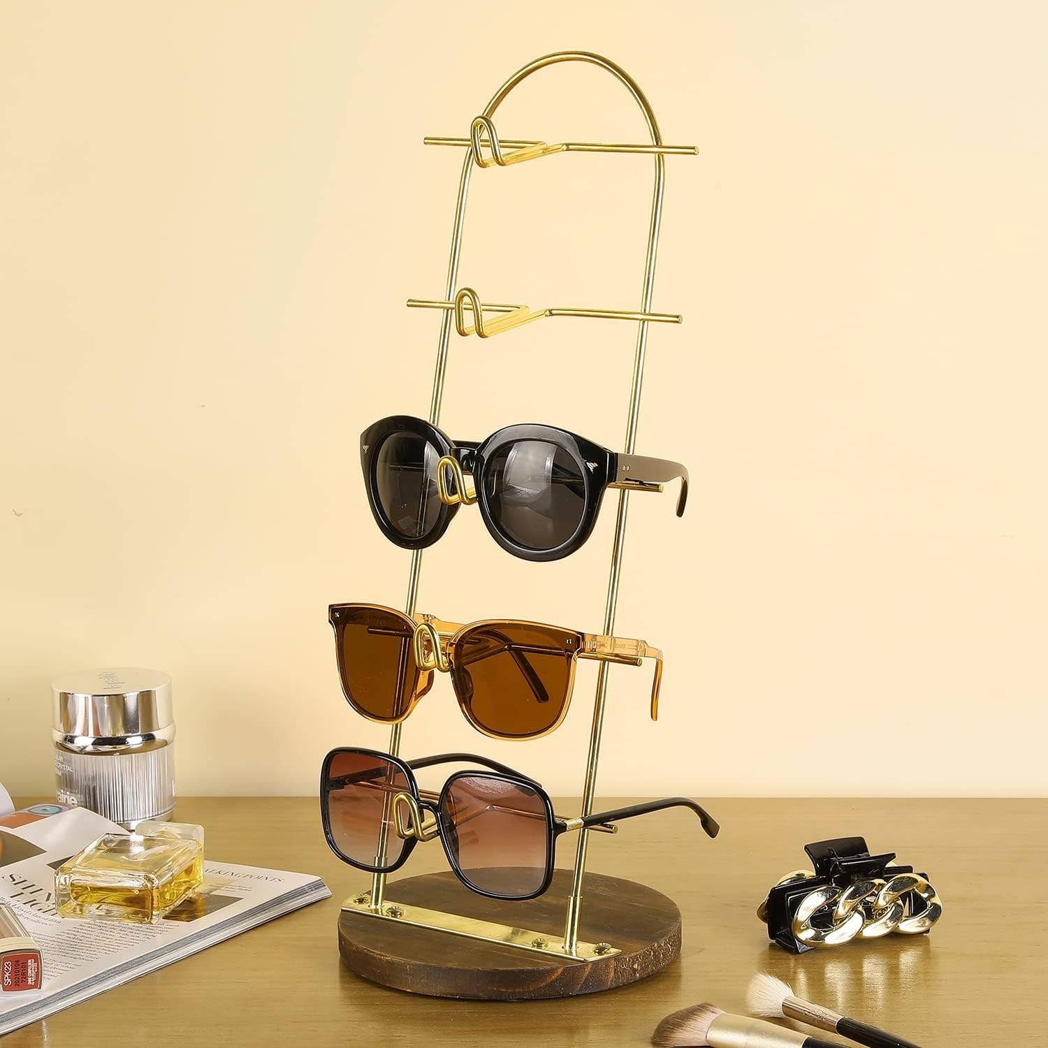 MRKD for Life - Wholesale Retailer Display Stand/Case - Modern 5-Tier Gold Metal+ Wood Sunglasses Display2