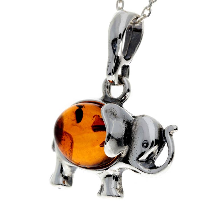 SilverAmber Jewellery – wholesale Individuell berlock/hänge – 925 Sterling Silver & Baltic Amber Elephant hänge - 1904A6