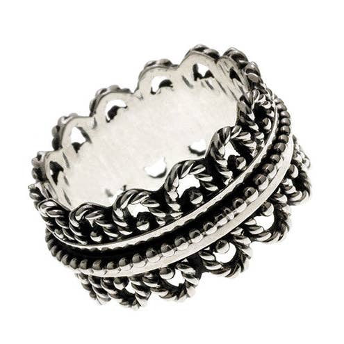 Anillo giratorio de plata de ley bordado con ojales para venta al por mayor de Cynthia Gale New York