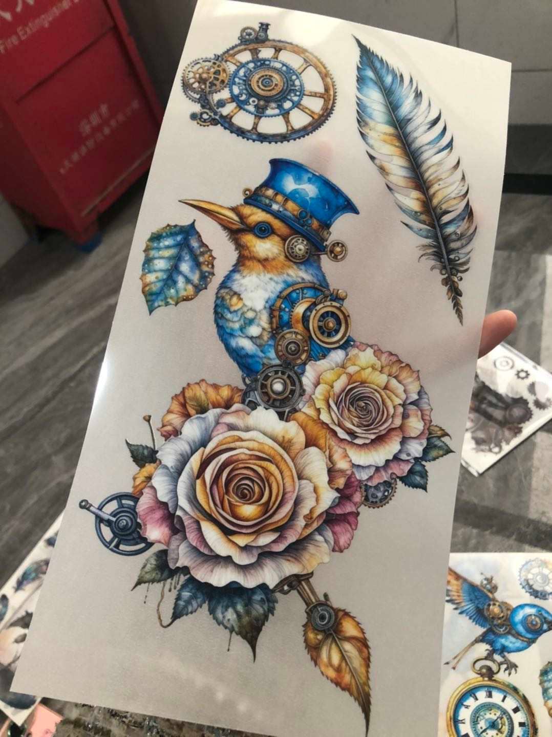 Undead Furniture Co - Wholesale Sublimation Transfer - NEW "Steampunk Birds" Mini Rub-On Transfer Set4