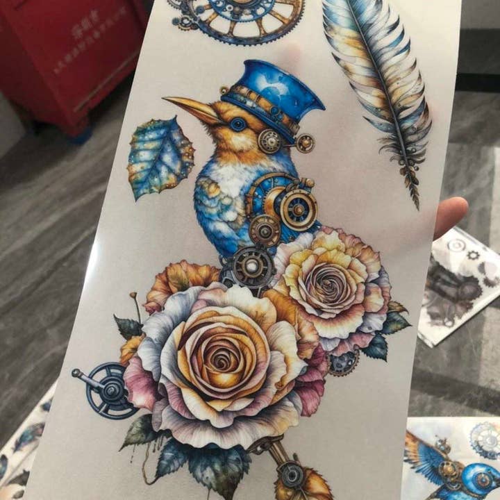 Undead Furniture Co - Wholesale Sublimation Transfer - NEW "Steampunk Birds" Mini Rub-On Transfer Set4