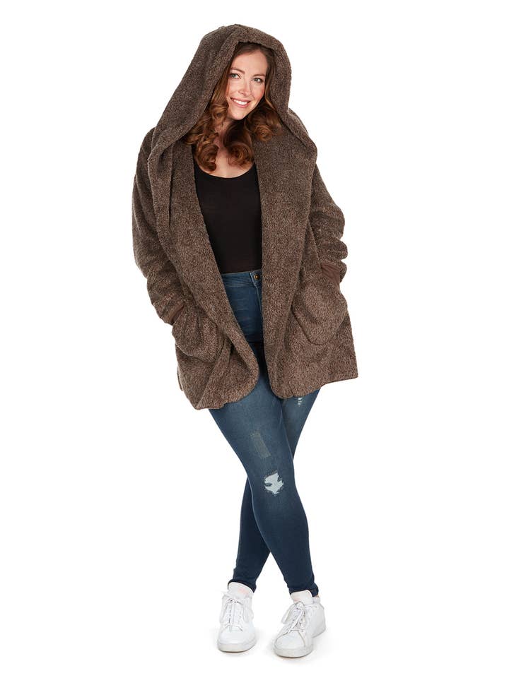 Memoi Marled Plush Hooded Lounge Sweater for engroshandel hos Infinity Classics International Inc.