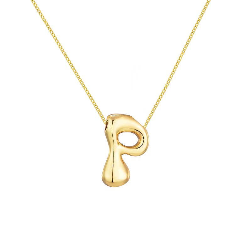 AMORINO SRL - Wholesale Pendant/Charm Necklace - LARGE BUBBLE INITIAL NECKLACE - JN24512B89GOLD14
