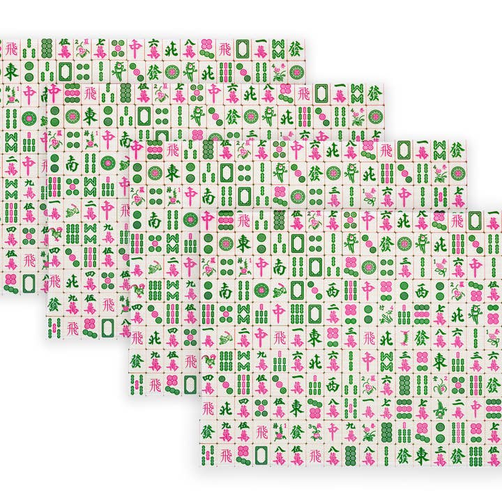 Pink and Green Mahjong Linen Placemat for wholesale by Marye-Kelley