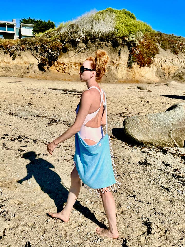 3 in 1 Signature Turkish Cotton Tote - Seafoam for wholesale by Beachables