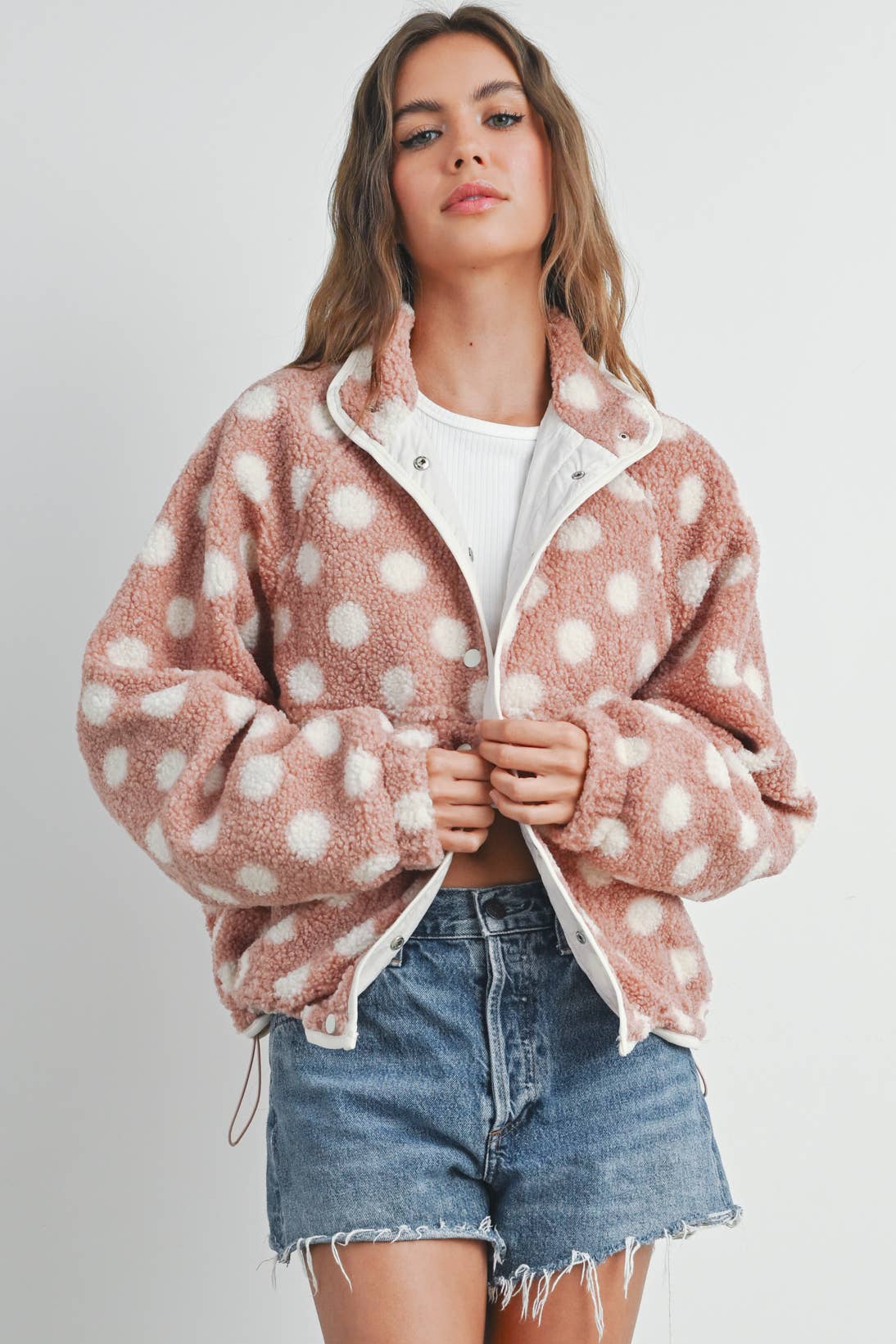 BUTTERMELON - Wholesale Jacket - Women's - Fall/Winter Polka Dot Button Down Jacket - BMJ74205
