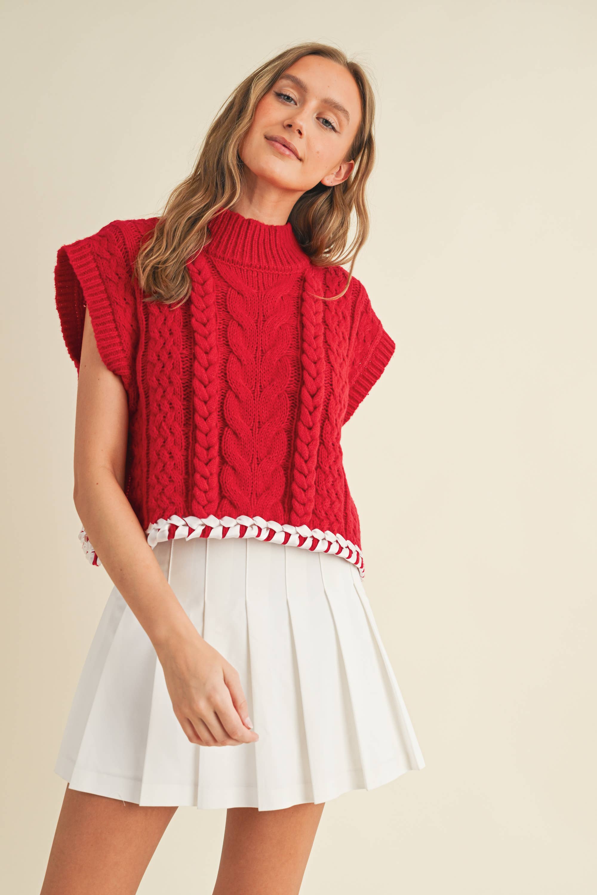 Cloud Ten - Wholesale Knit Sweater - Women's - CSW13362K - CABLE KNIT DROP SHOULDER CONTRAST STITCH SWEATER10