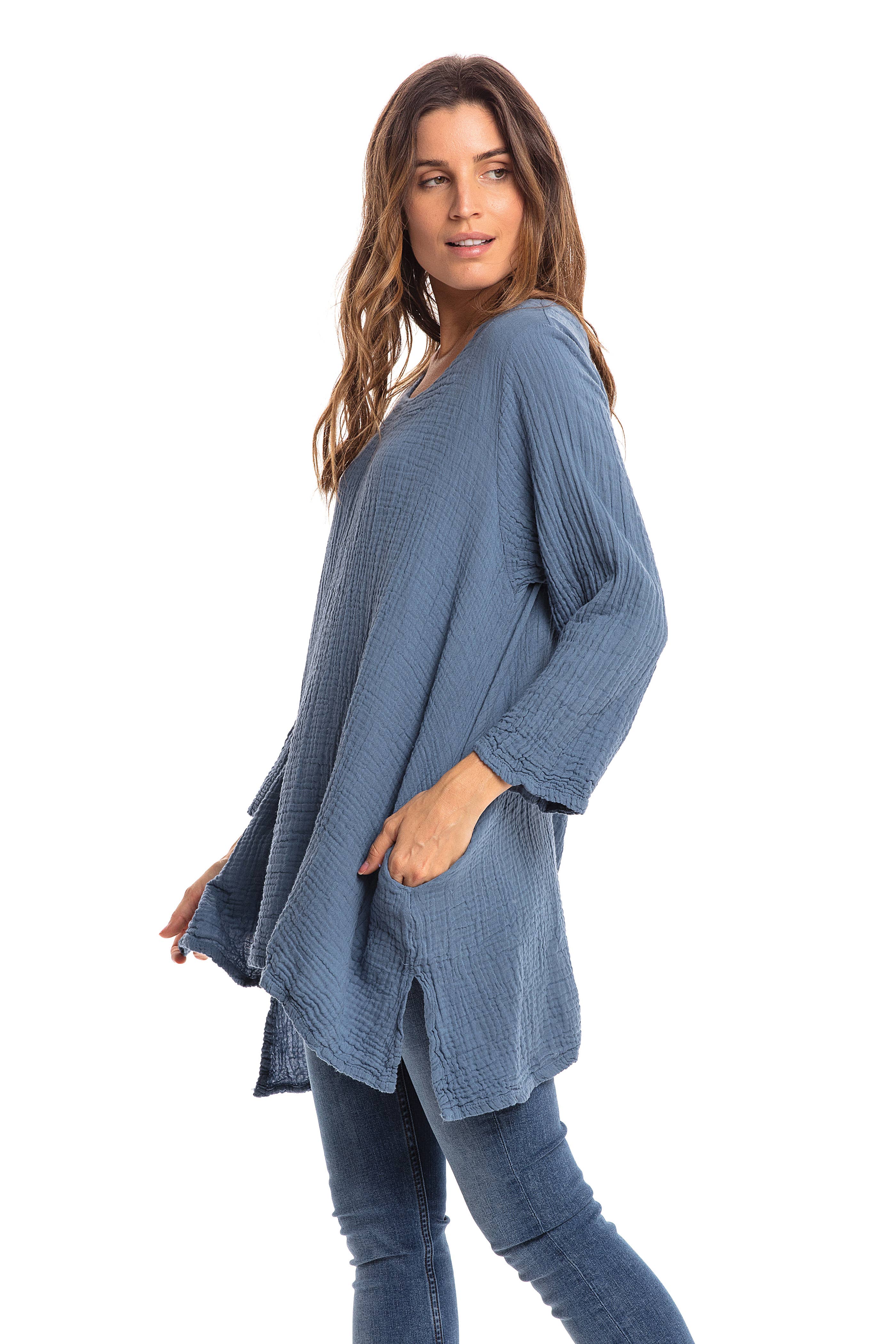 Nusantara Inc. - Wholesale Blouse - Women's - Thai Cotton Long Sleeve Tunic-03477 (S/M, L/X, XXL)8