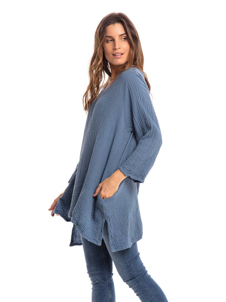 Nusantara Inc. - Wholesale Blouse - Women's - Thai Cotton Long Sleeve Tunic-03477 (S/M, L/X, XXL)8