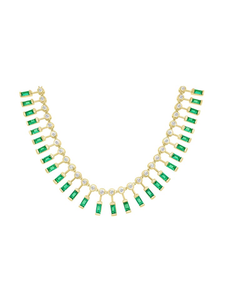 Baguette Smaragd- und Diamantkette für den Großhandel von ALEXIS DAOUD JEWELRY
