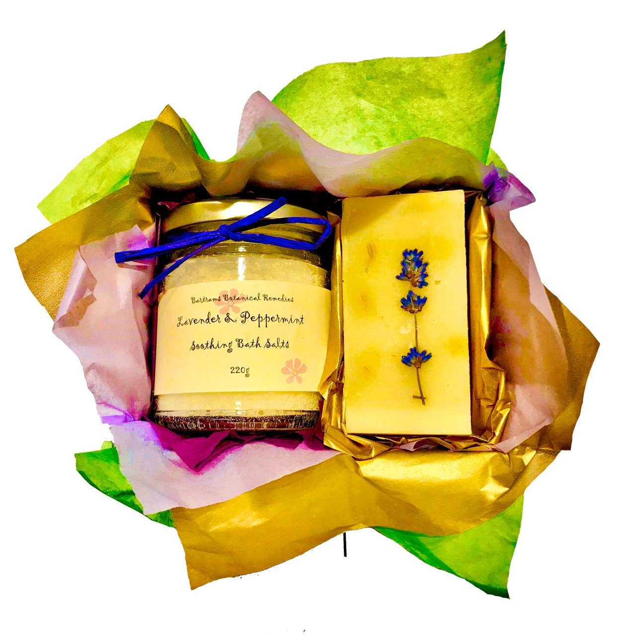 Herbs On The Hill – wholesale Bath & body set – Lavender & Peppermint Bath Salt & Soap Box0