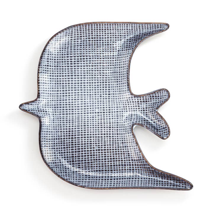 Textured Dark Blue Large Dove Dish - 9.5x10.5in for wholesale by DEMDACO