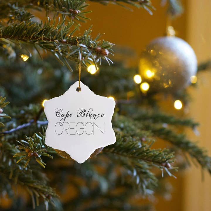 3dRose - Wholesale Ornament - 3dRose, American Beaches - Cape Blanco State Park, Oregon, white on black, Ornament6