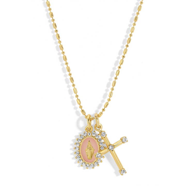 Collana multi-charm Baby Pink Lady Lourdes per la vendita all'ingrosso da parte di JOY DRAVECKY JEWELRY