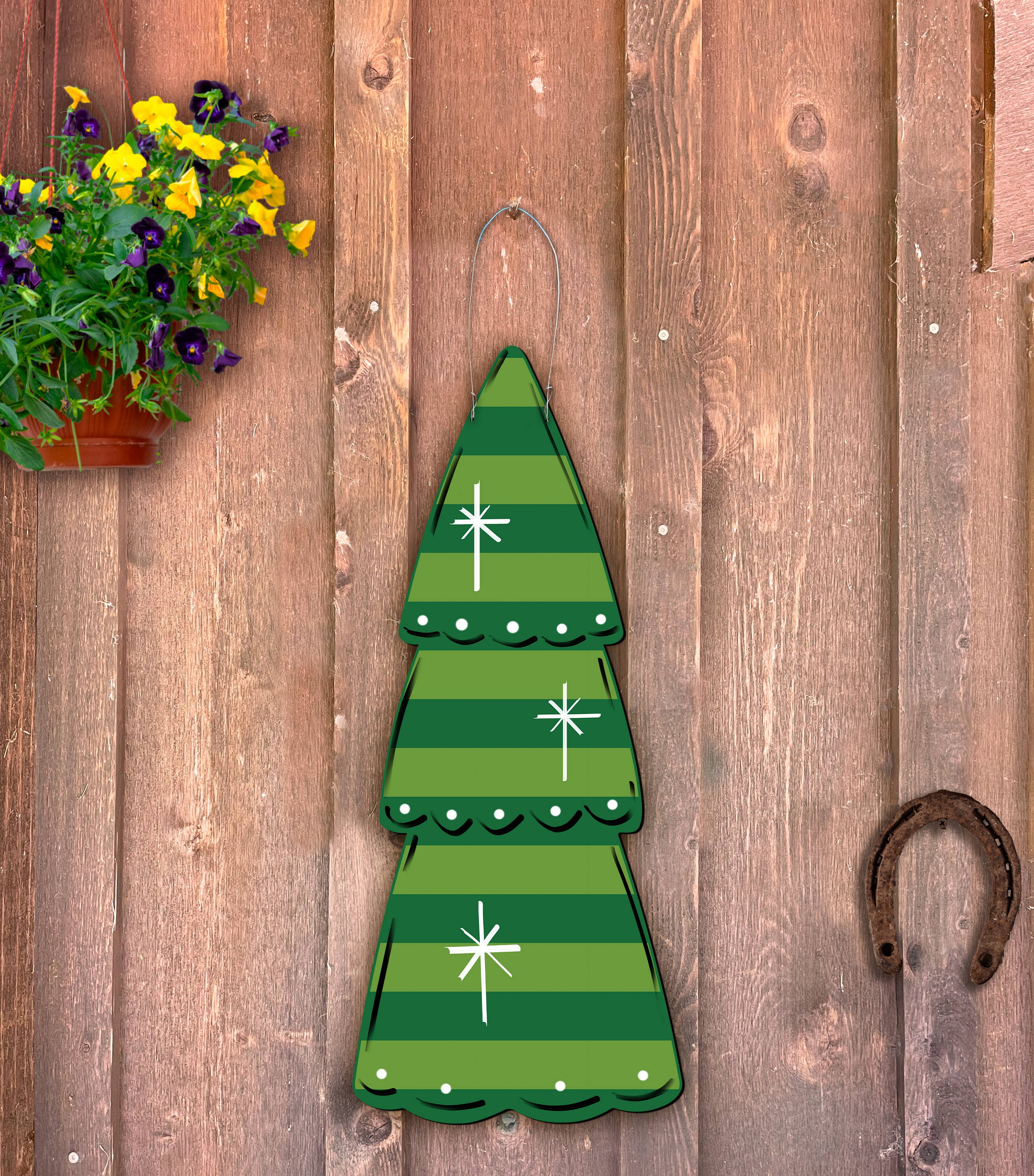 Steel Southern Designs – Cabide de porta por atacado – Arte em metal ao ar livre Árvore de Natal magra6