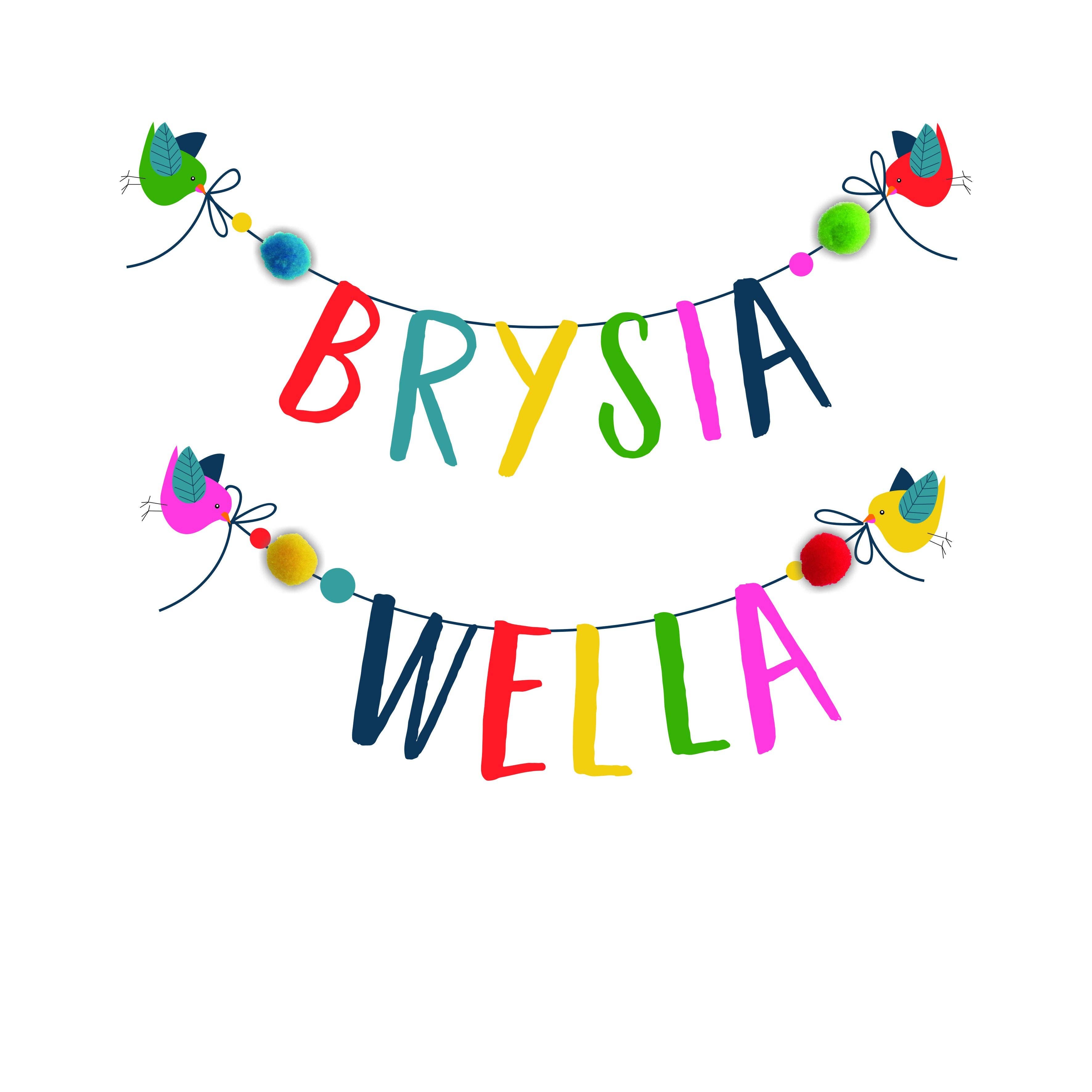 Claire Giles Ltd - Wholesale Get Well Card - Welsh Get Well Card, Banner, Get Well Soon, Embellished with colourful pompoms5
