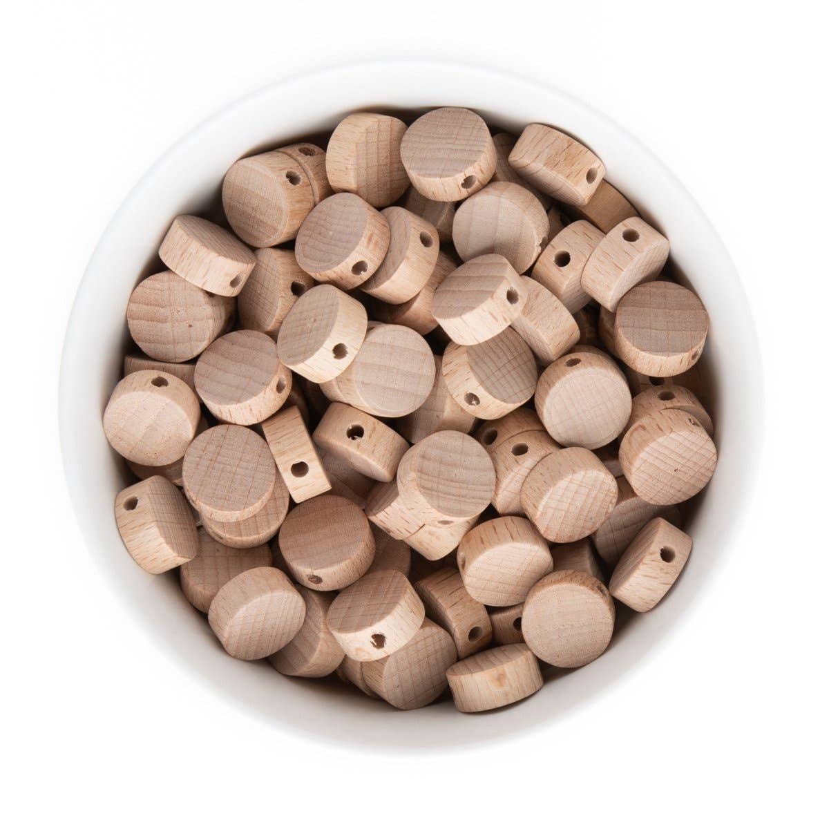 Cara & Co Silicone Craft Supply - Wholesale Craft Supplies - Flat Round Beech Wood Beads