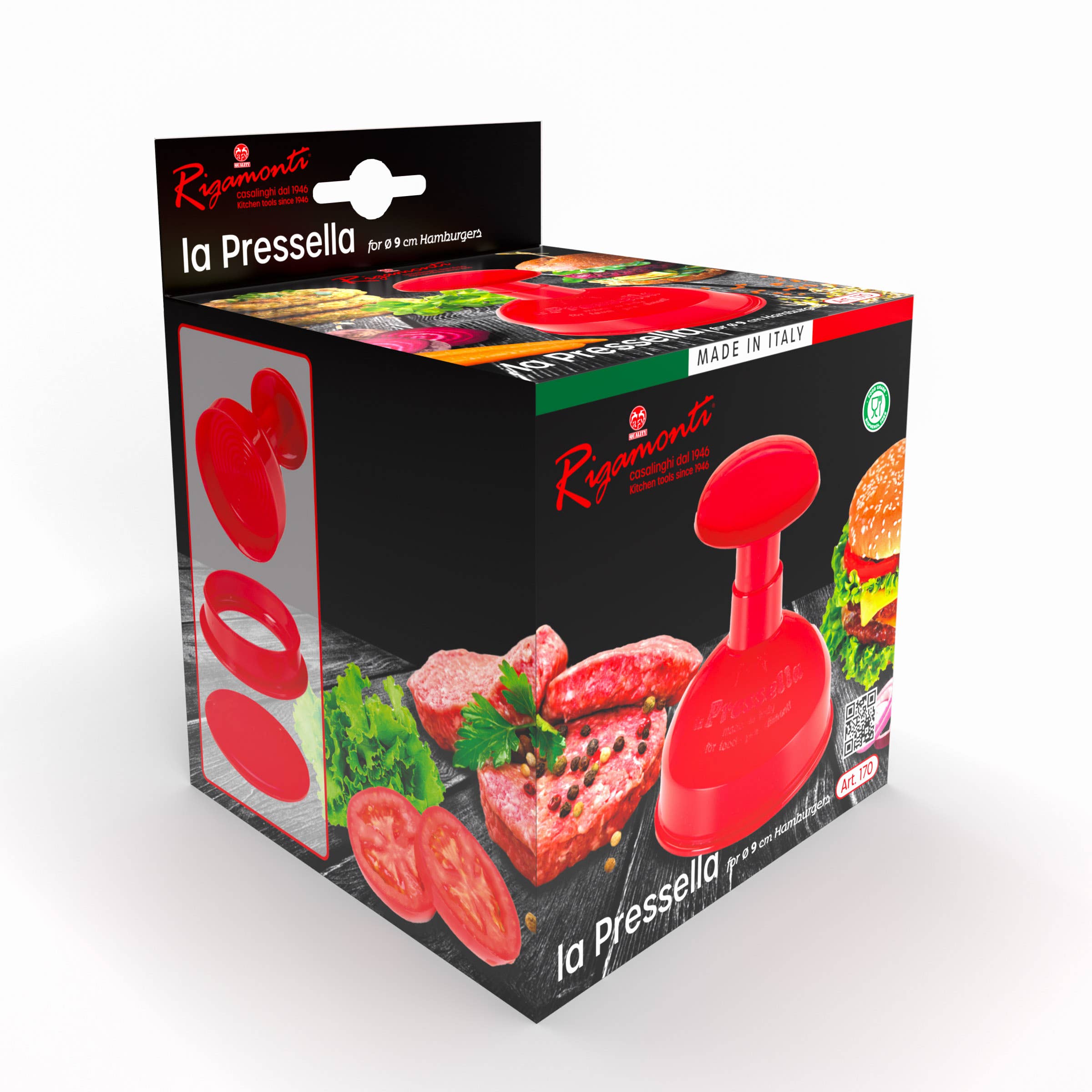 Rigamonti Pietro & Figli srl – Großhandel Küchengerät – Art. 170 LA PRESSELLA Hamburgerpresse - ROT1