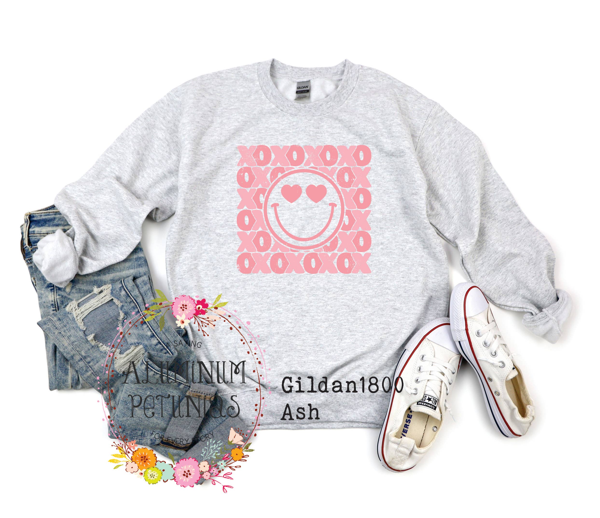 Wholesale XOXO Smiley Face Love Crew Sweatshirt for your