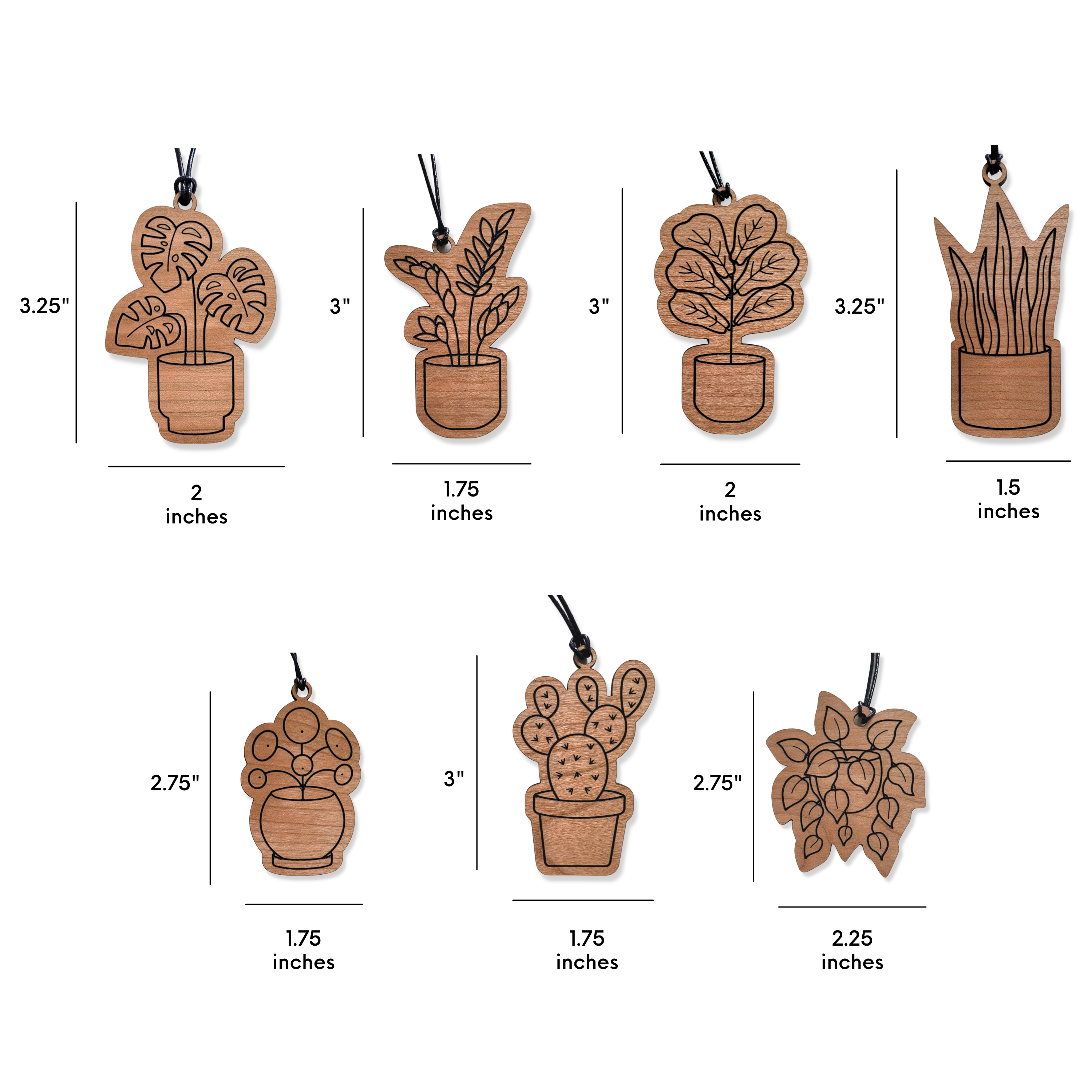 Leaf & Node - Vente Objets de décoration - Décorations de Noël pour plantes d'intérieur - 9 motifs originaux (bois)9