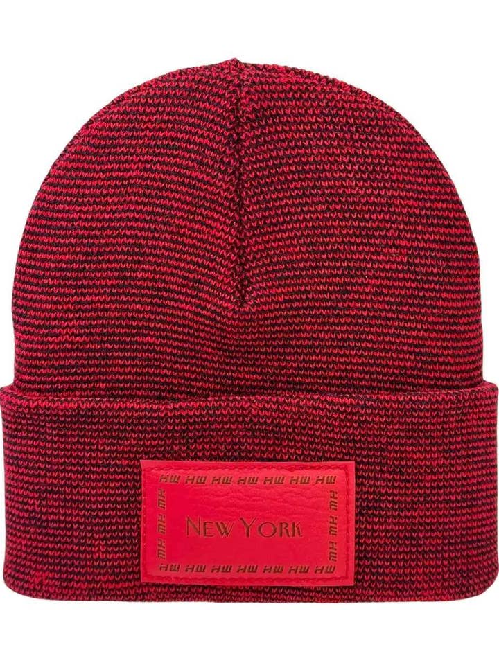 Haakwear Traditional New York Classic Fusion Cuffed Beanie / Hat, Made in USA (Limited Edition) - Black / Red Fusion for wholesale by HAAKWEAR Beanies